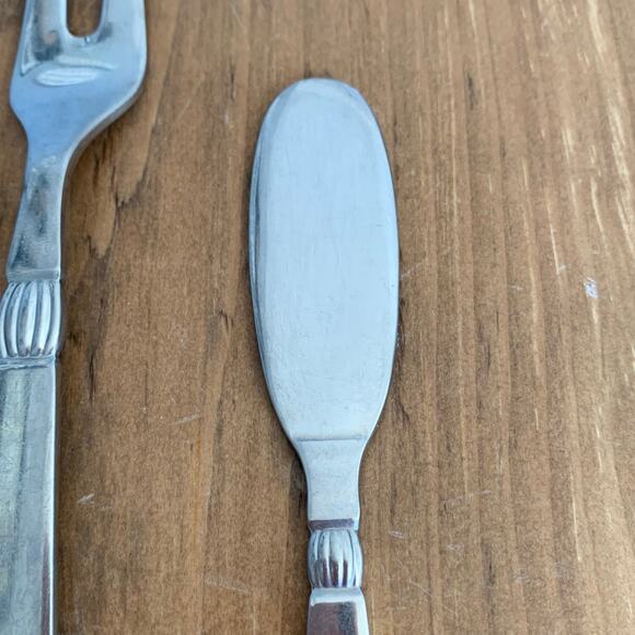 Sival Inger Stainless Flatware Denmark 3 Pc Glossy Ladle Fork Spoon Butter Knife - Picture 14 of 14